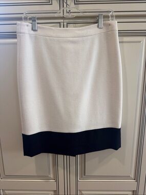 J. Crew Cream Pencil Skirt with Black Border at Hem